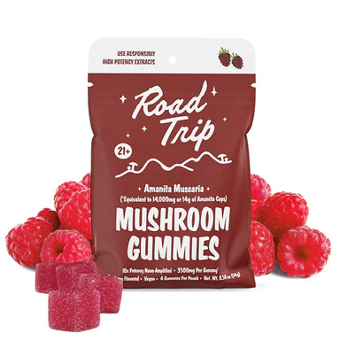 Road Trip Amanita Muscaria Mushroom Gummies Raspberry 4 Per Pouch - 14g