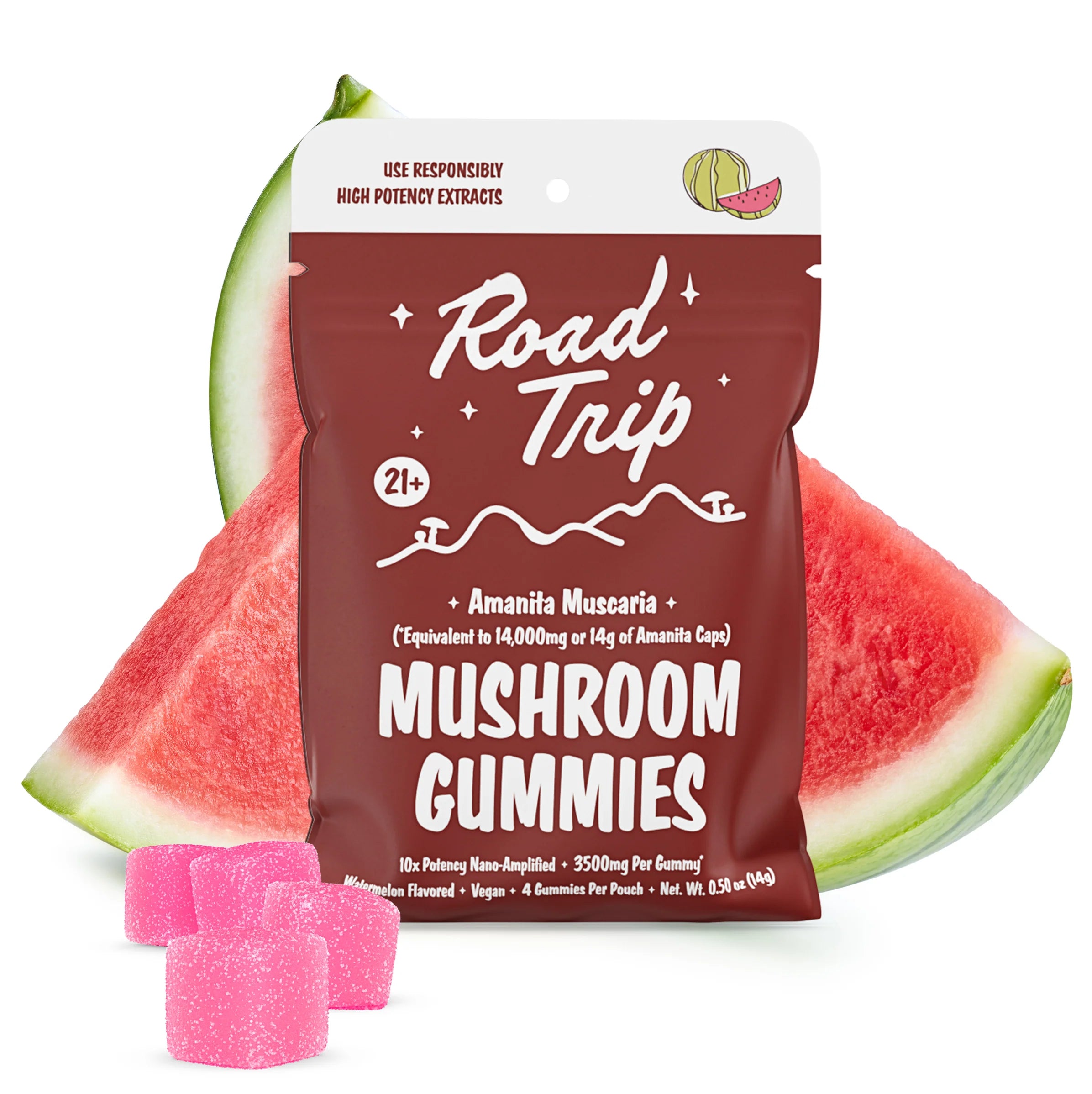 Road Trip Amanita Muscaria Mushroom Gummies Watermelon 4 Per Pouch - 14g