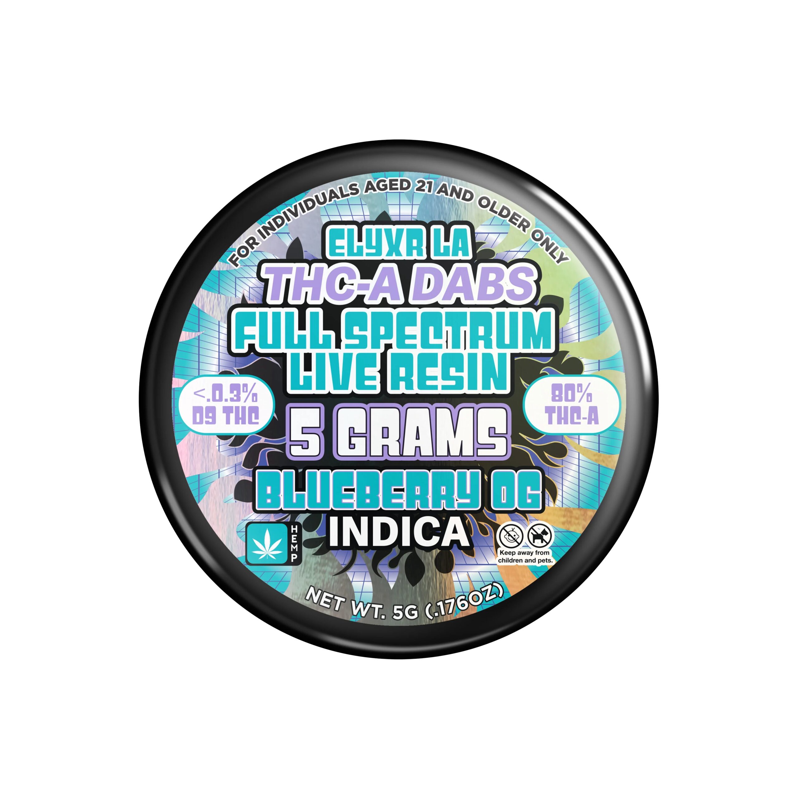 THC-A Dabs Full Spectrum Live Resin Blueberry OG Indica - 5g