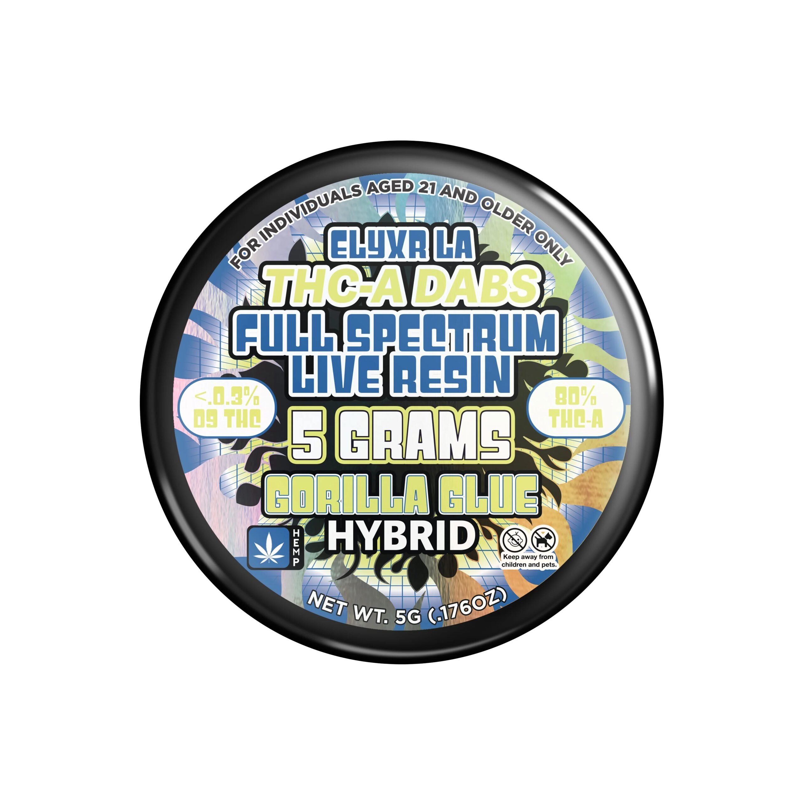 THC-A Dabs Full Spectrum Live Resin Gorilla Glue Hybrid - 5g