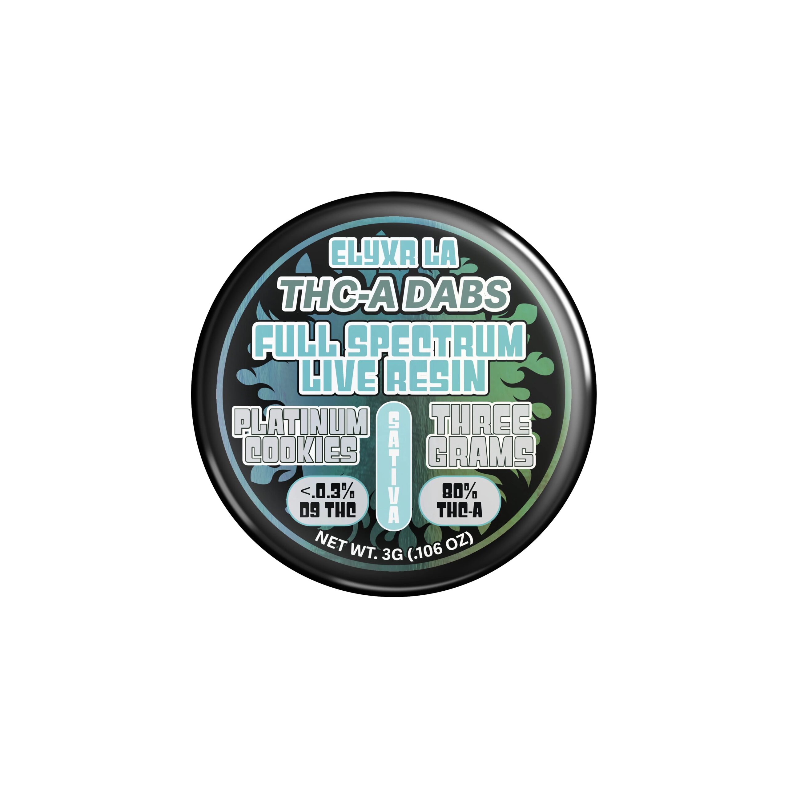 THC-A Dabs Full Spectrum Live Resin Platinum Cookies Sative - 3g