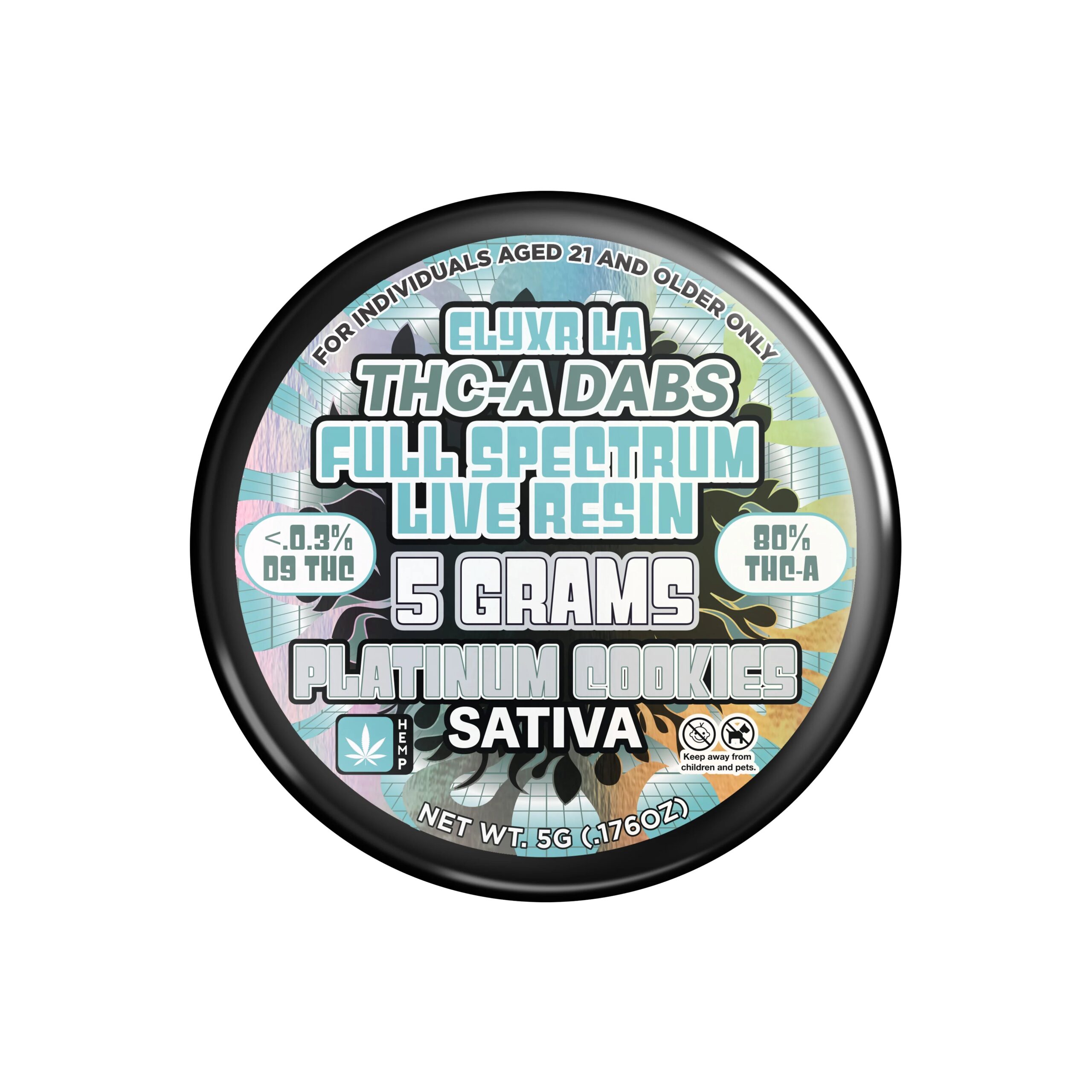 THC-A Dabs Full Spectrum Live Resin Platinum Cookies Sativa - 5g