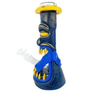 10 3D Mushroom Monster Beaker Bong Water Pipe Blue Yellow - 2