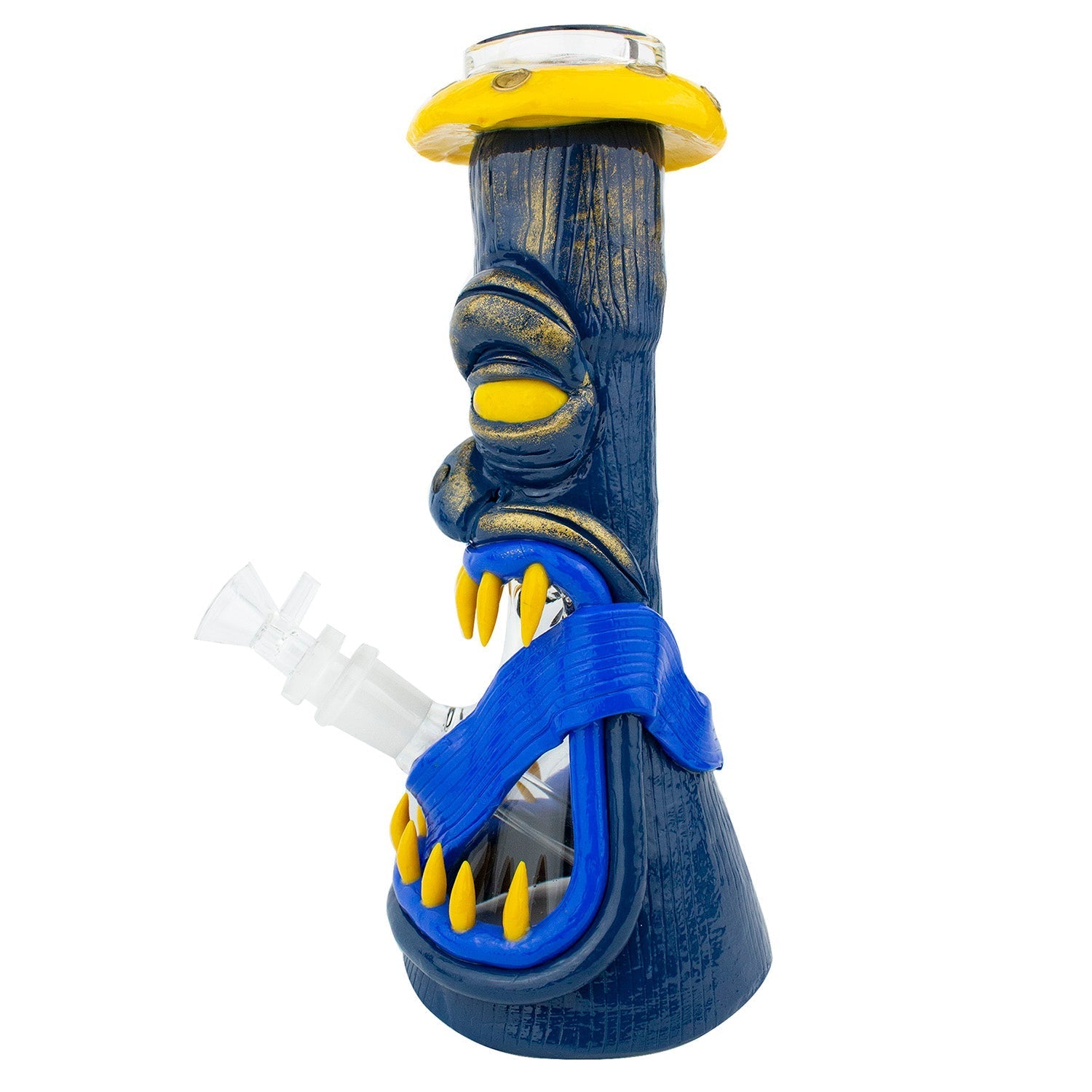 10 3D Mushroom Monster Beaker Bong Water Pipe Blue Yellow - 2