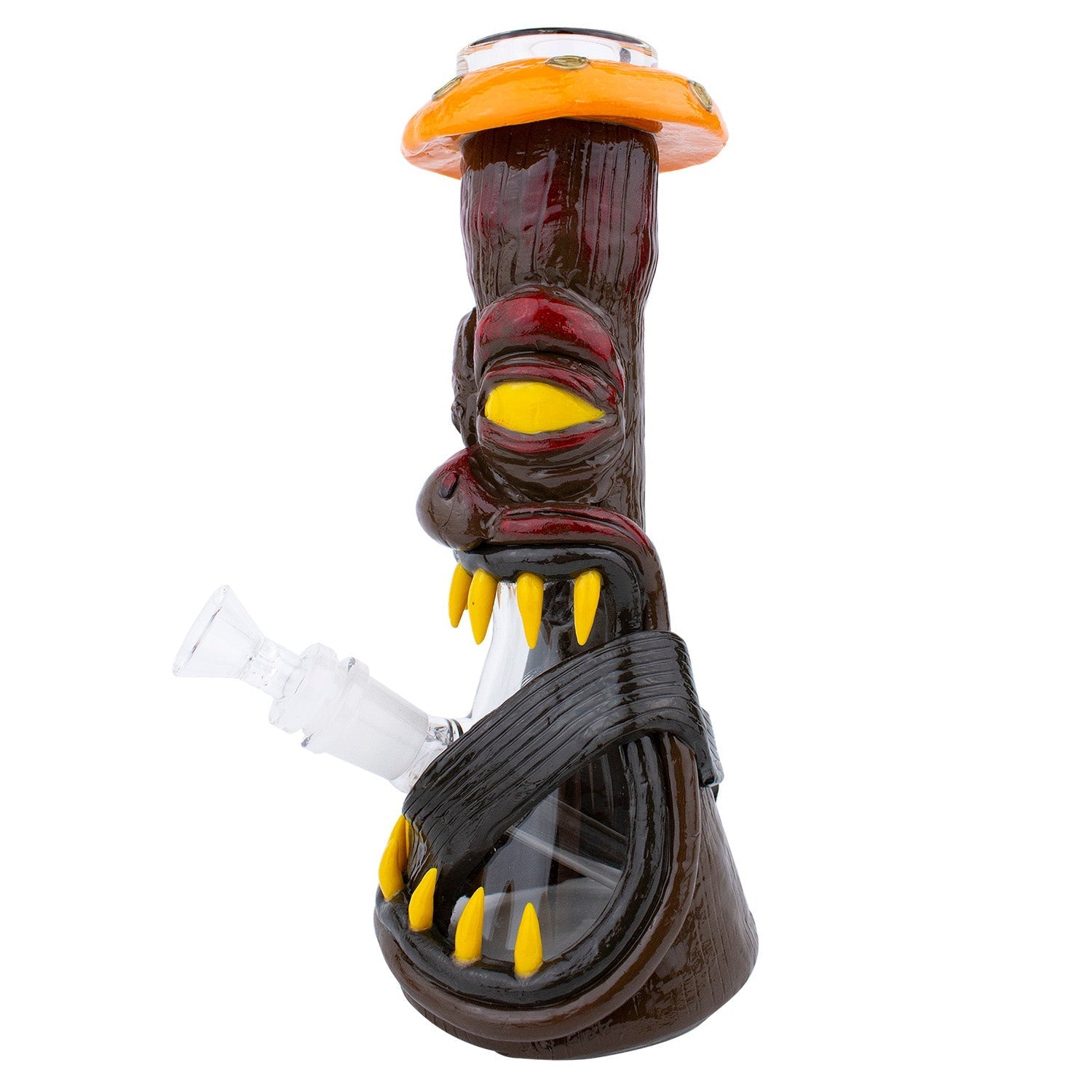 10 3D Mushroom Monster Beaker Bong Water Pipe Brown Yellow - 1