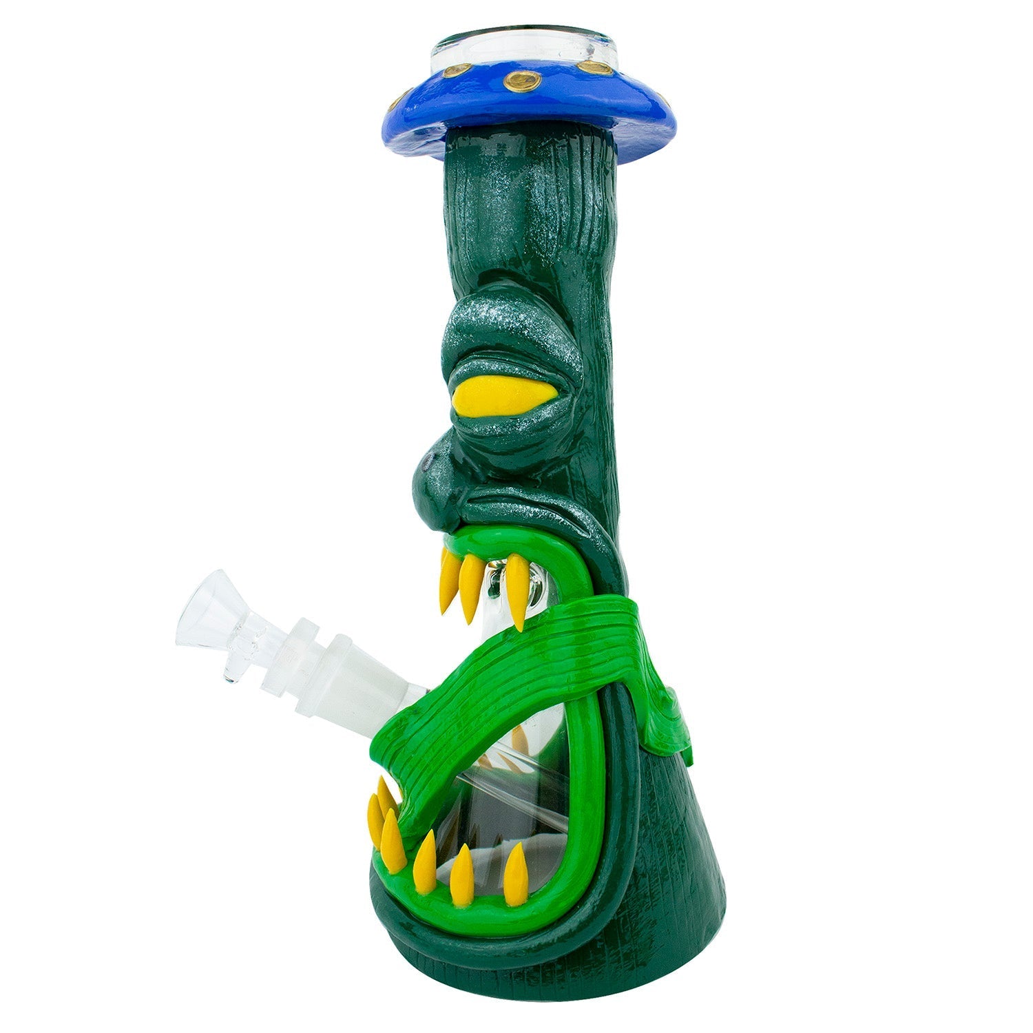 10 3D Mushroom Monster Beaker Bong Water Pipe Green Blue