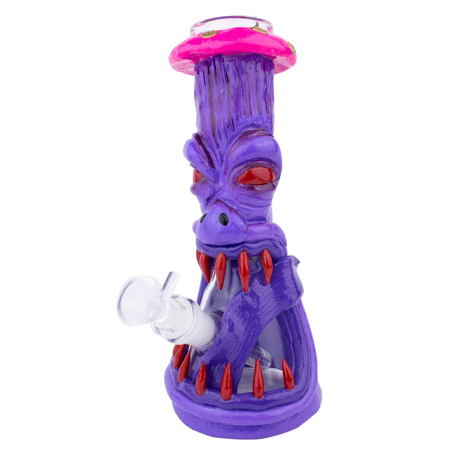 10 3D Mushroom Monster Beaker Bong Water Pipe Purple Pink - 1