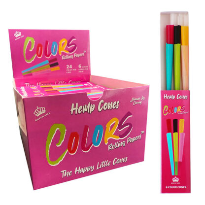 Colors Rolling Papers – Hemp Cones – 98mm Queen Size – 24 Packs/Display