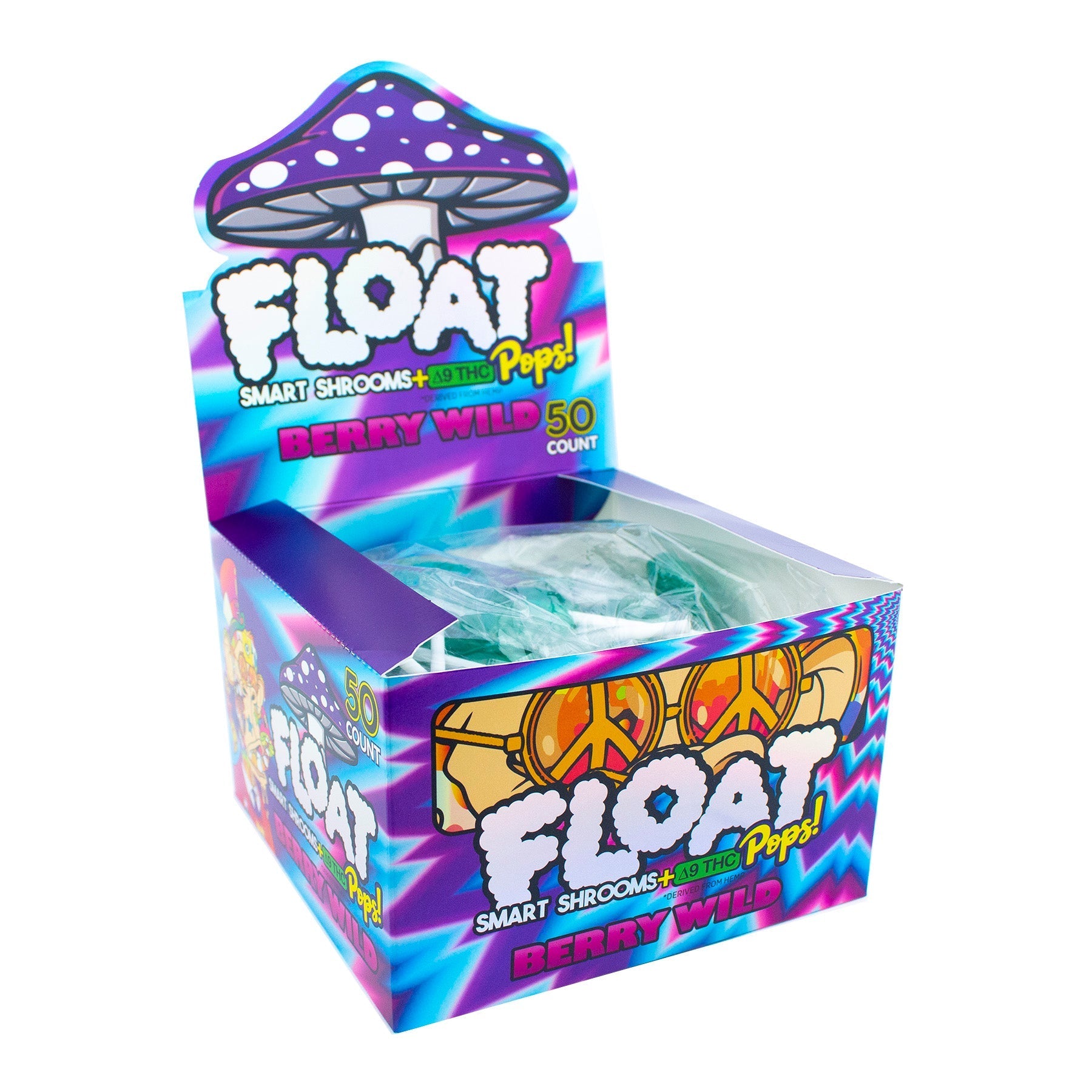Float Mushroom Lollipop – Wild Berry Flavor, 50-Pack Box