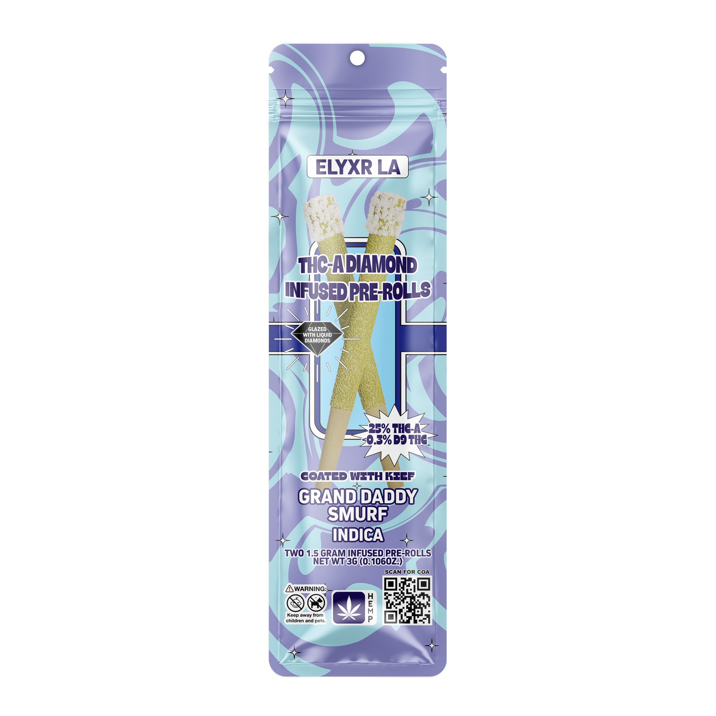 1.5 Gram THC-A Diamond Infused Pre-Roll - Grand Daddy Smurf Indica