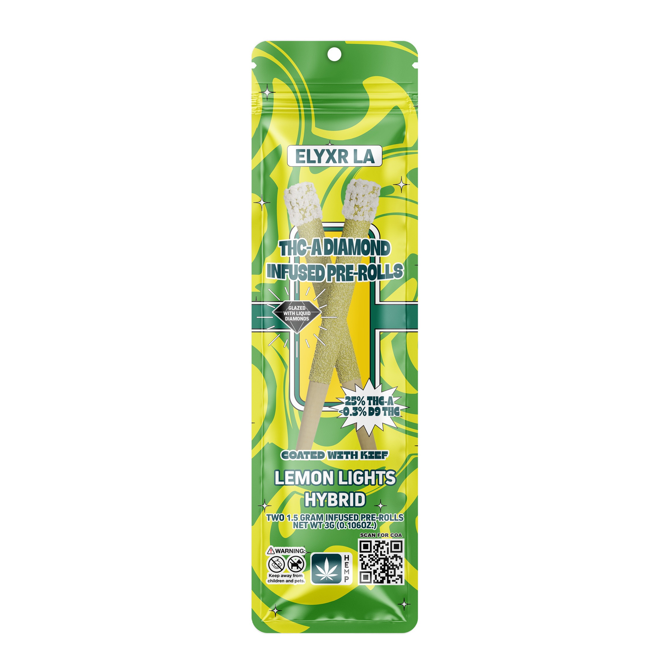 1.5 Gram THC-A Diamond Infused Pre-Roll - Lemon Lights Hybrid
