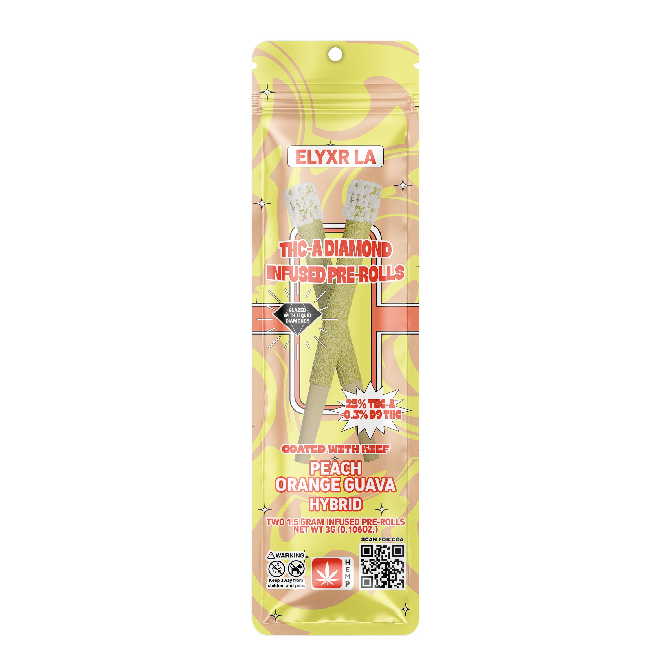 1.5 Gram THC-A Diamond Infused Pre-Roll - Peach Orange Guava Hybrid