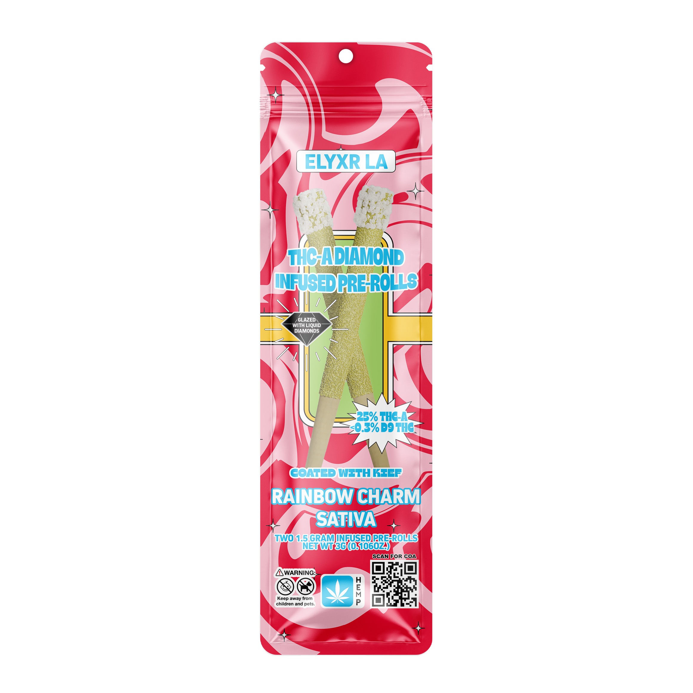 1.5 Gram THC-A Diamond Infused Pre-Roll - Rainbow Charm Sativa