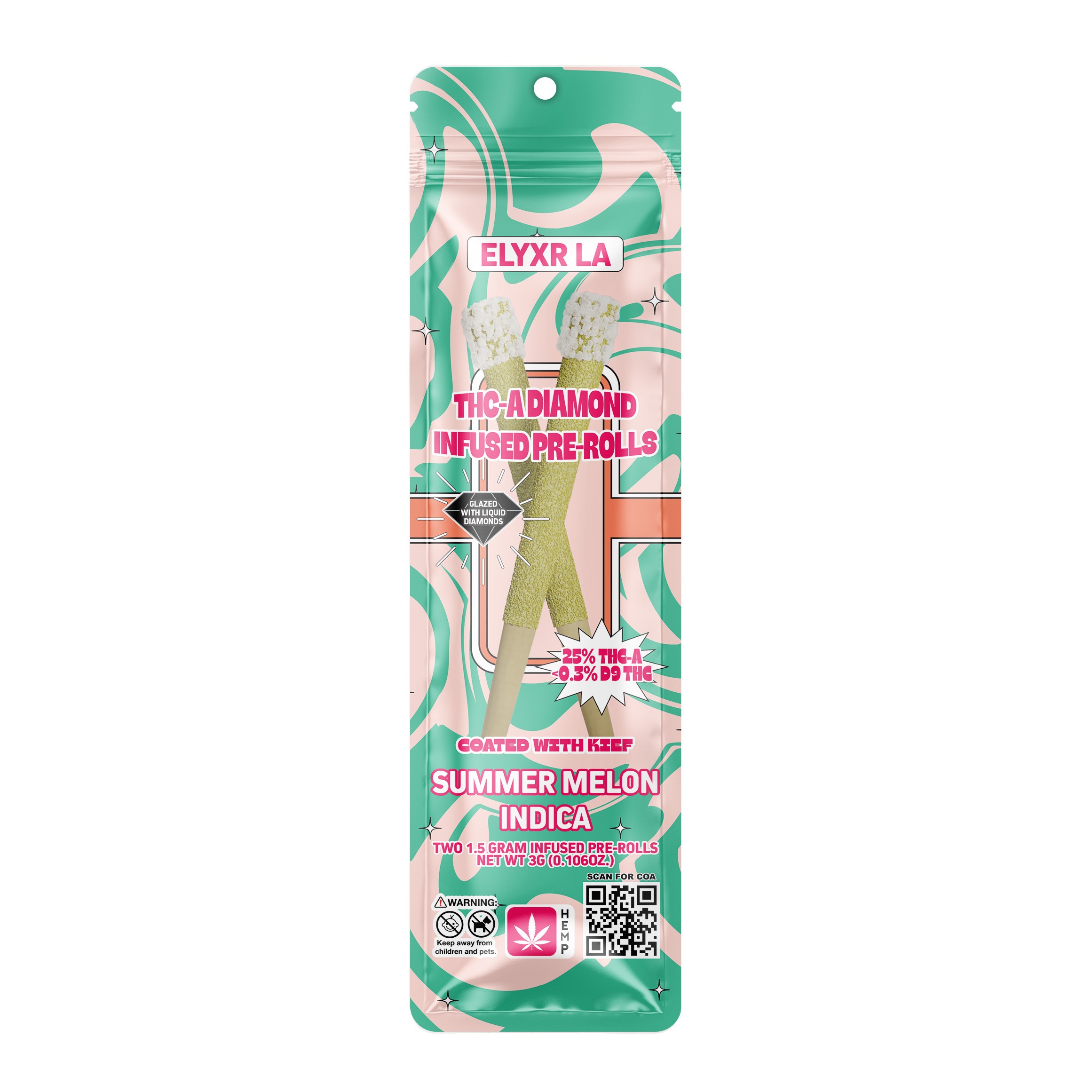 1.5 Gram THC-A Diamond Infused Pre-Roll - Summer Melon Indica