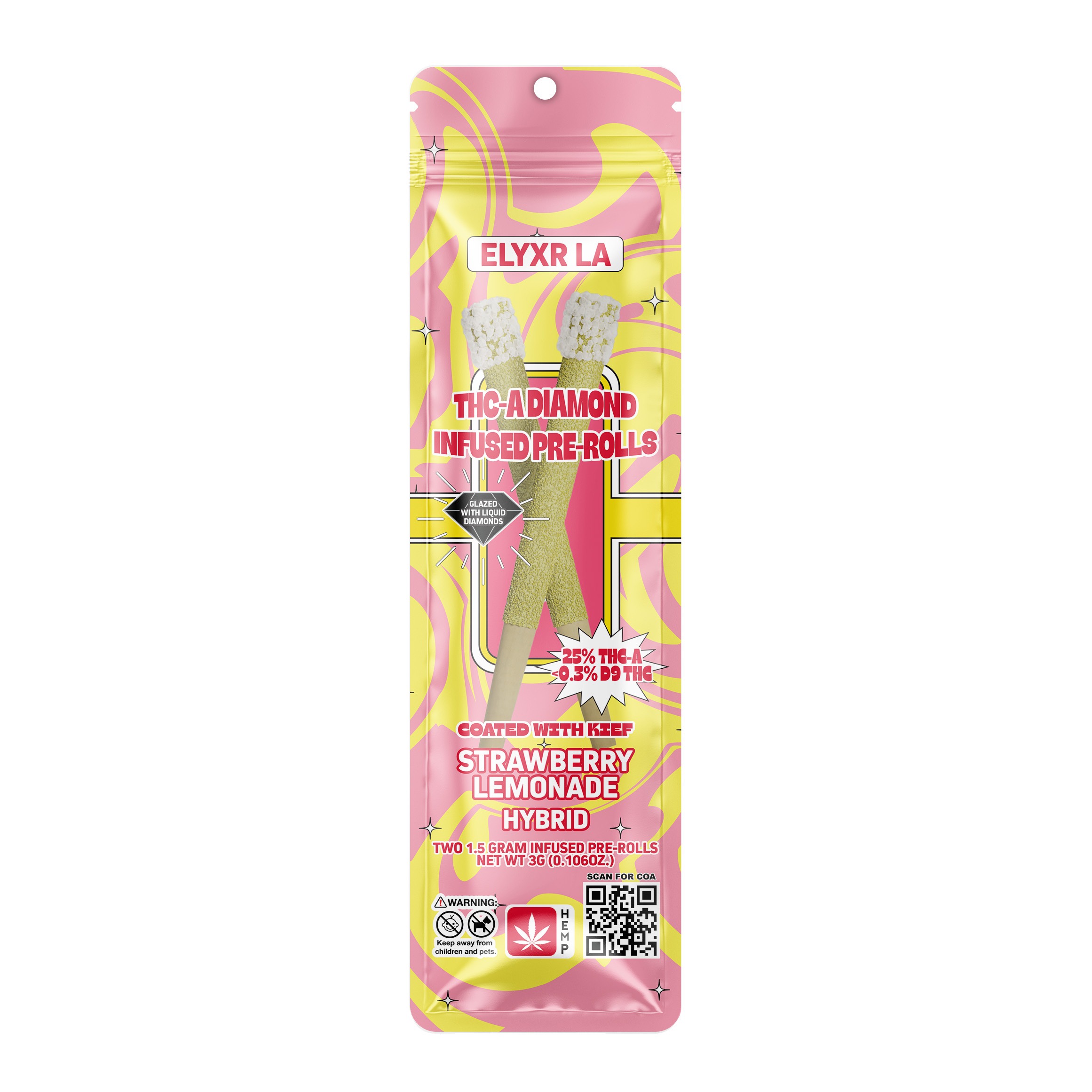 1.5 Gram THC-A Diamond Infused Pre-Roll - Strawberry Lemonade Hybrid