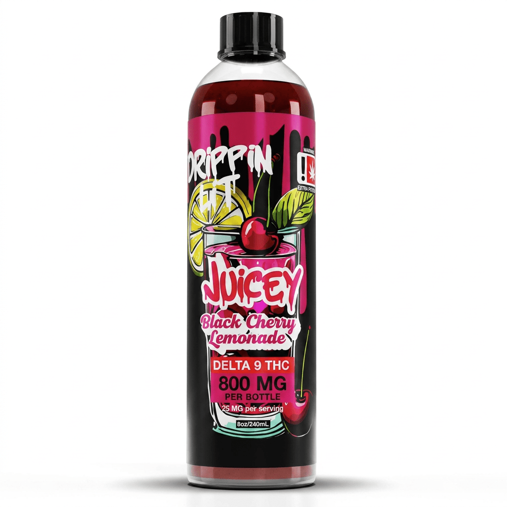 Juicey Drippin Lit Delta-9 syrup in black cherry lemonade, 800mg bottle