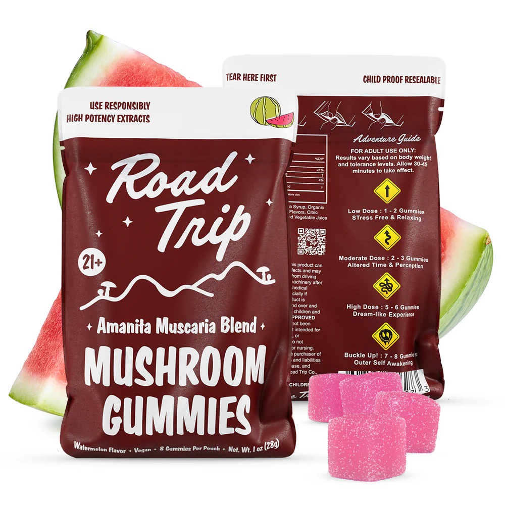 Road Trip Amanita Muscaria Mushroom Gummies (8 Count) - Watermelon