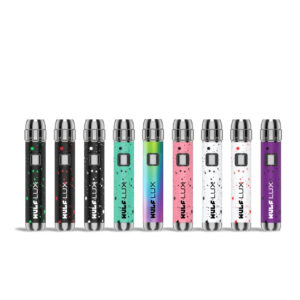 Wulf Mods LUX 510 cartridge vaporizer batteries in nine assorted colors, display lineup