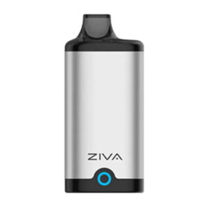 Ziva Incognito cartridge battery by Yocan in silver, upright device with blue button