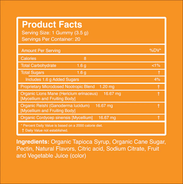 Day Trip Microdosed Gummies Functional Mushrooms Product Facts