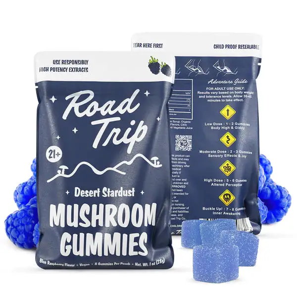 Road Trip Desert Stardust Mushroom Gummies - Blue Raspberry Flavor