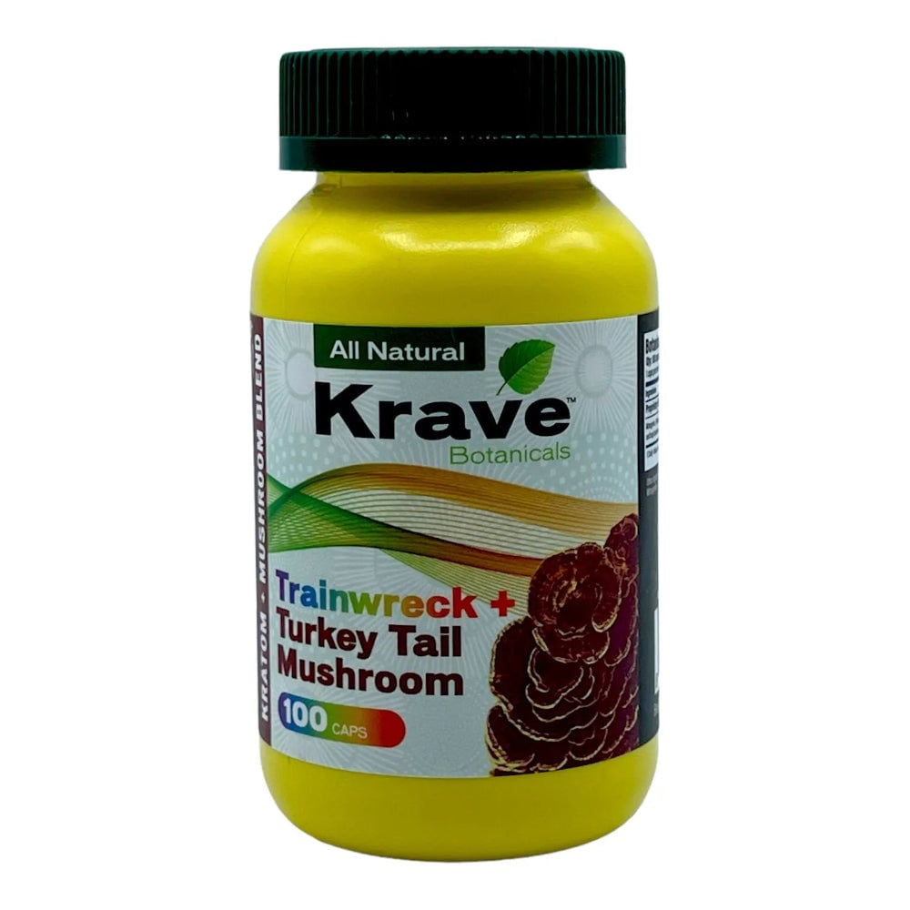 Krave Kratom Trainwreck + Turkey Tail Mushroom - 100 Caps