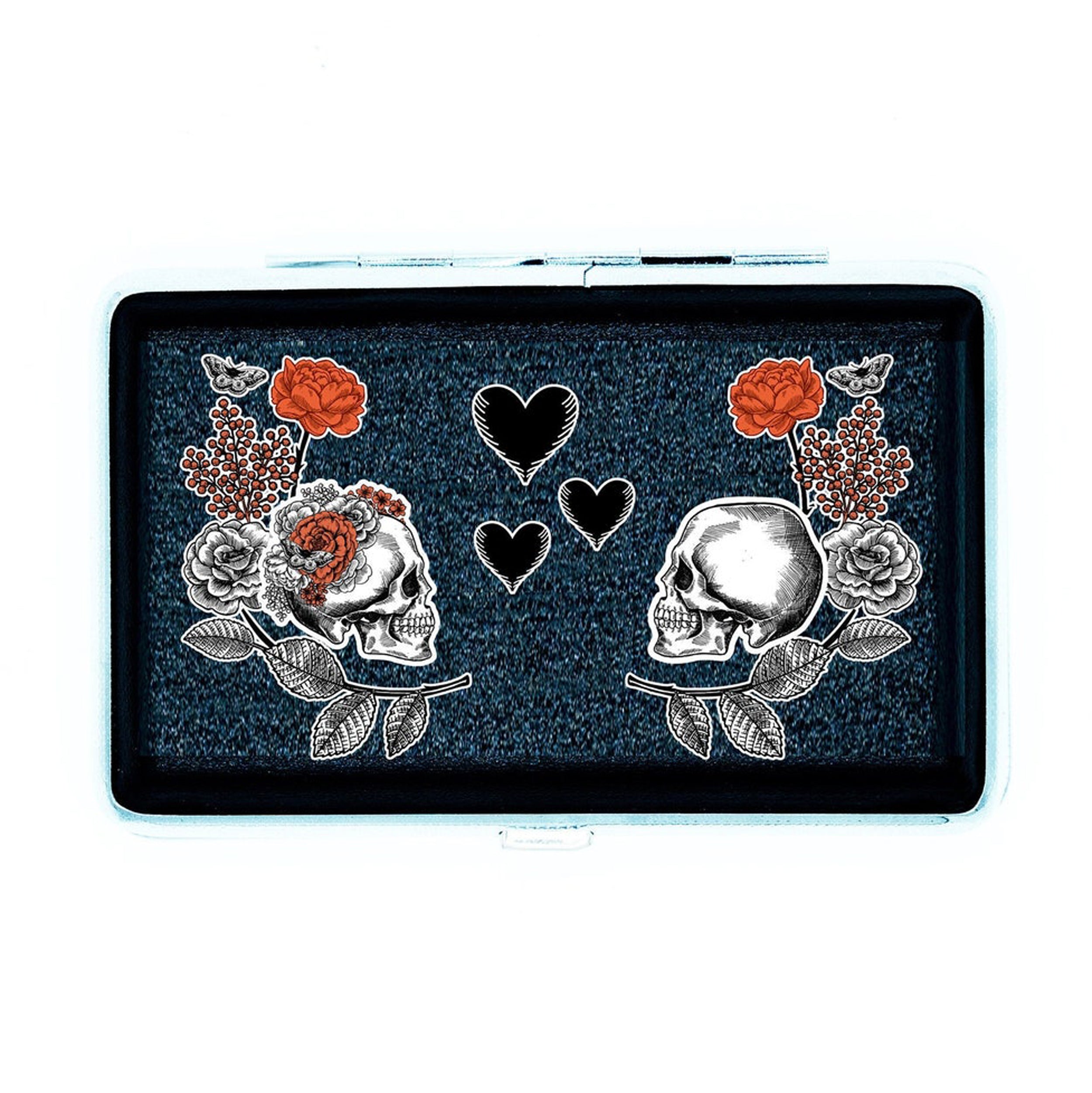 The Lovers joint case by Cannabitches, metal case with eye and roses artwork, front