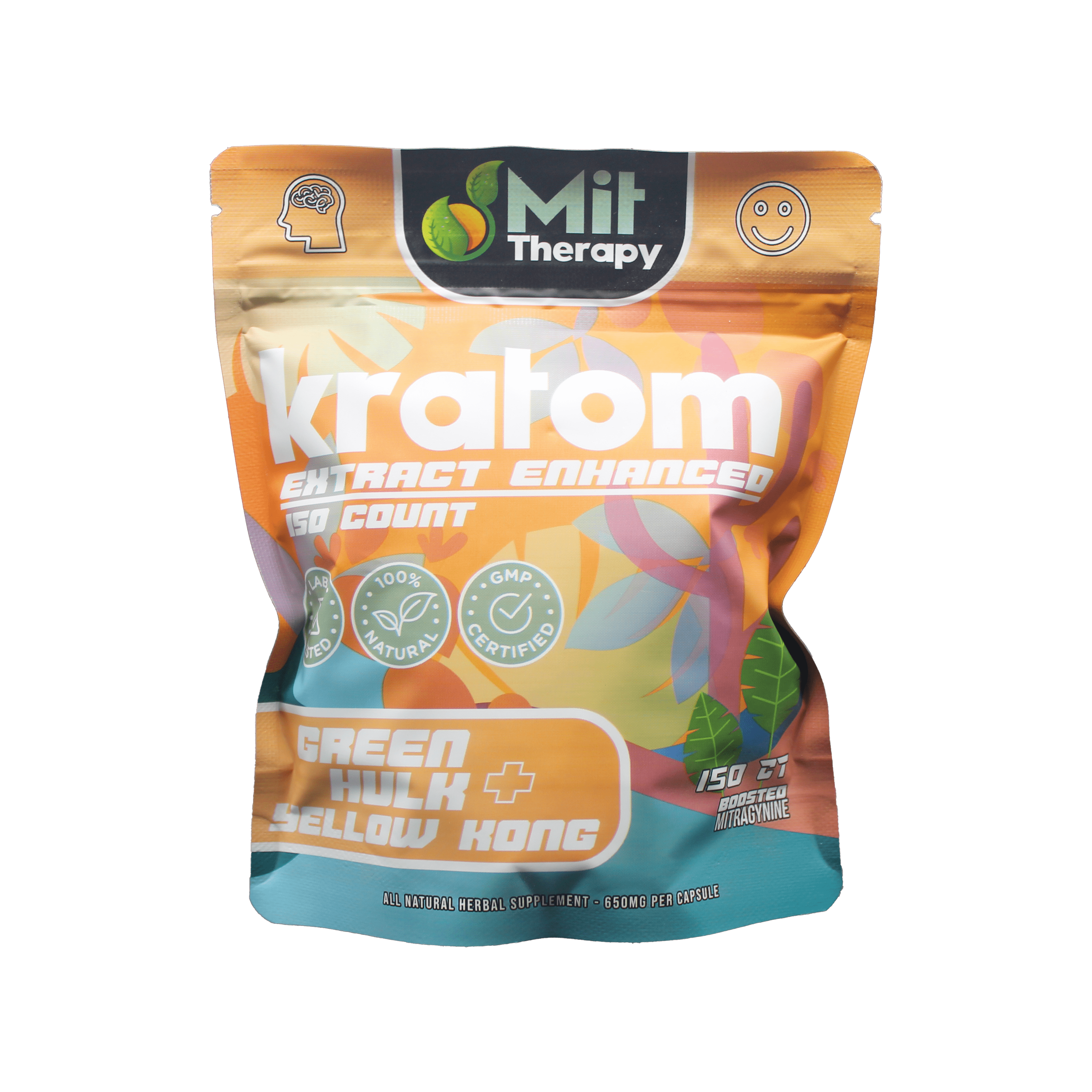 Mit Therapy Kratom Capsules Green Hulk Yellow Kong  - 150ct