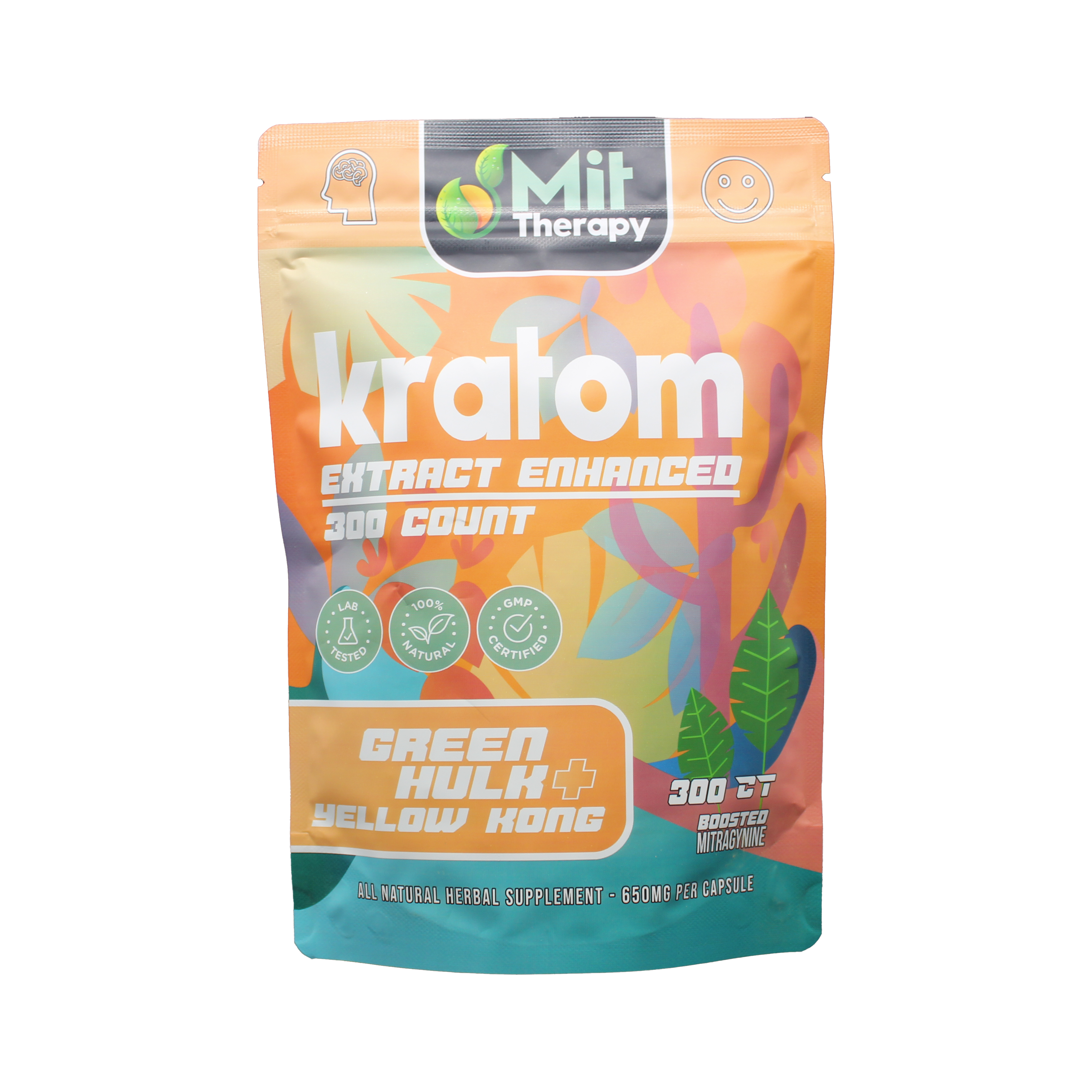 Mit Therapy Kratom Capsules Green Hulk Yellow Kong  - 300ct