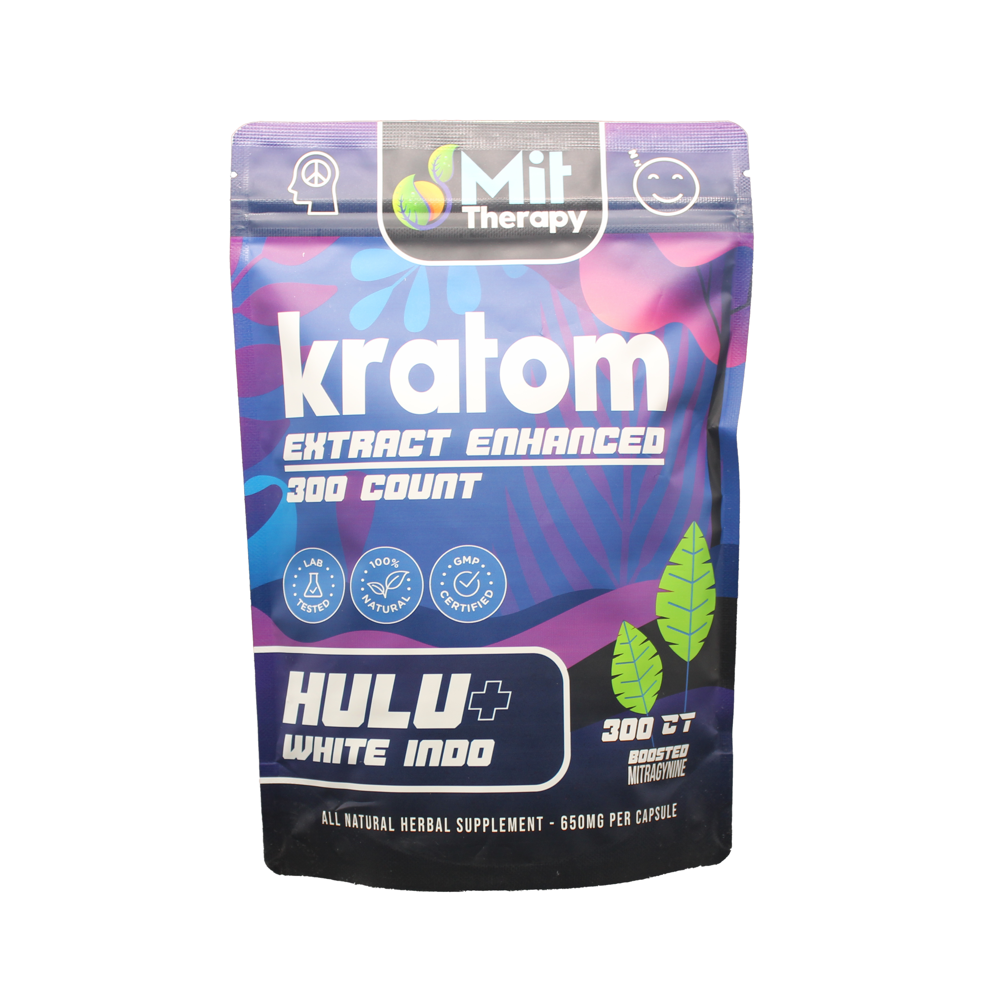 Mit Therapy Kratom Capsules Hulu White Indo  - 300ct