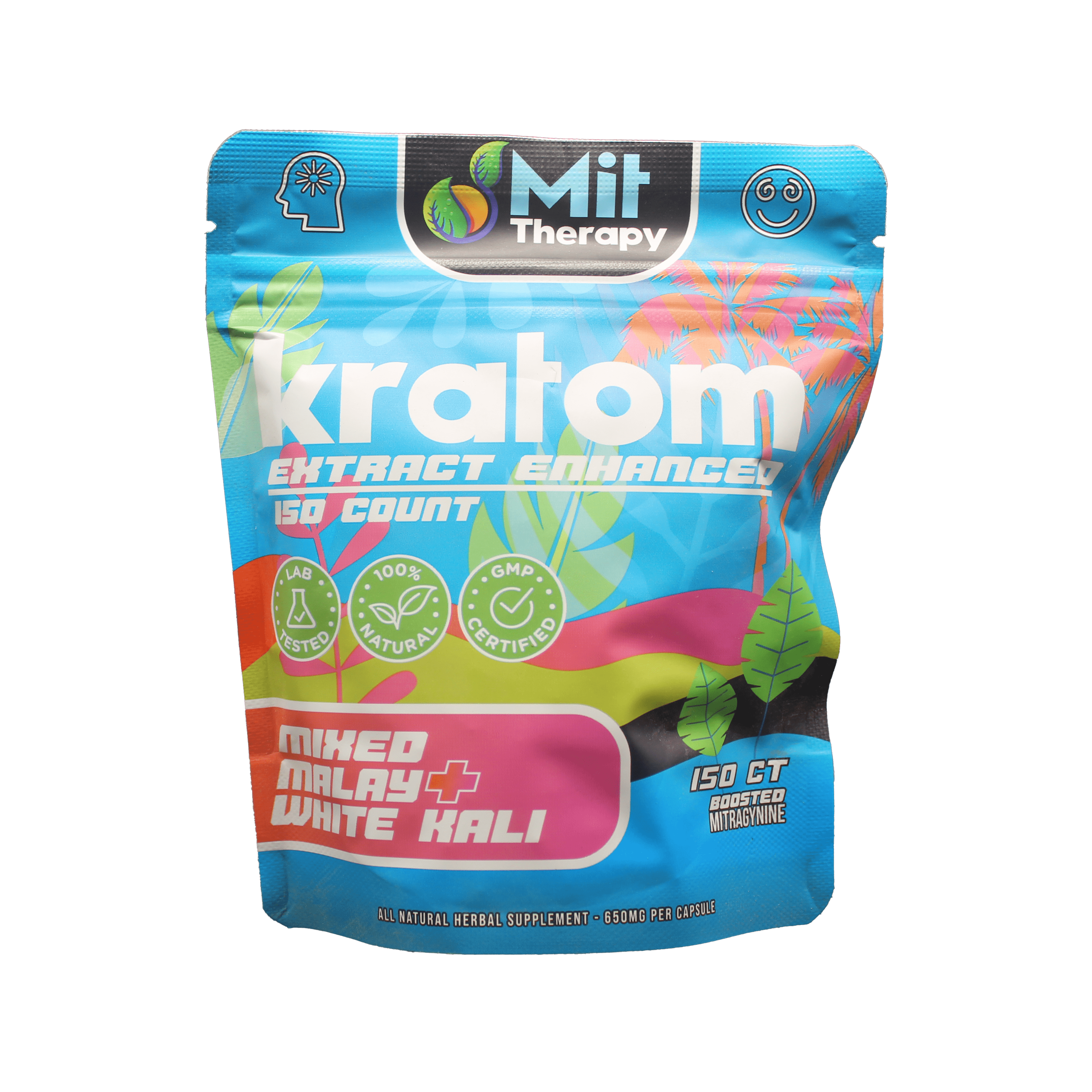 Mit Therapy Kratom Capsules Mixed Malay White Kali  - 150ct