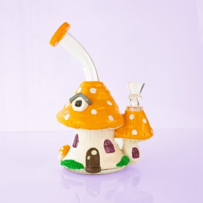 Cottage Bong – Orange Mushroom House Glass Bong