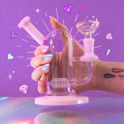 High Society Rig | Pink Dab Rig with Diamond Bowl