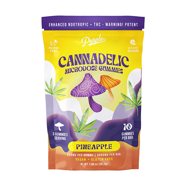 Purple Cannadelic Microdose Gummies Pineapple - 6000mg