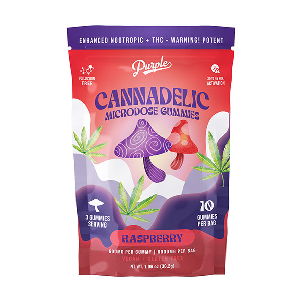 Purple Cannadelic Microdose Gummies Raspberry - 6000mg