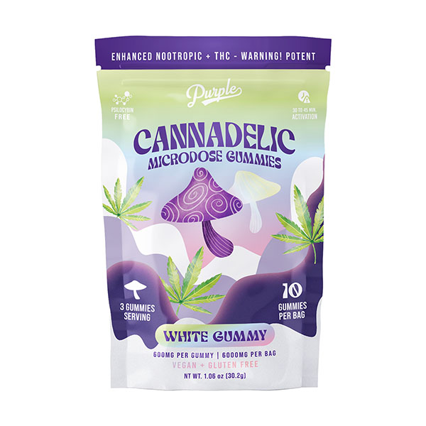 Purple Cannadelic Microdose Gummies White Gummy - 6000mg