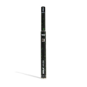 Wulf Mods ARI Slim concentrate pen in black with green spatter finish, angled view