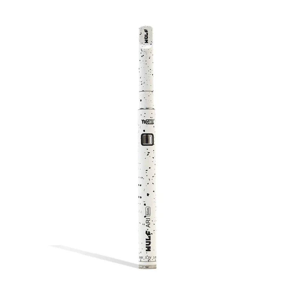 Wulf Mods ARI Slim concentrate pen in white with black spatter finish