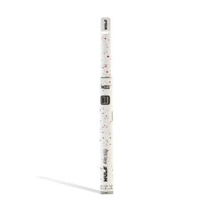Wulf Mods ARI Slim concentrate pen in white with red spatter finish, upright view