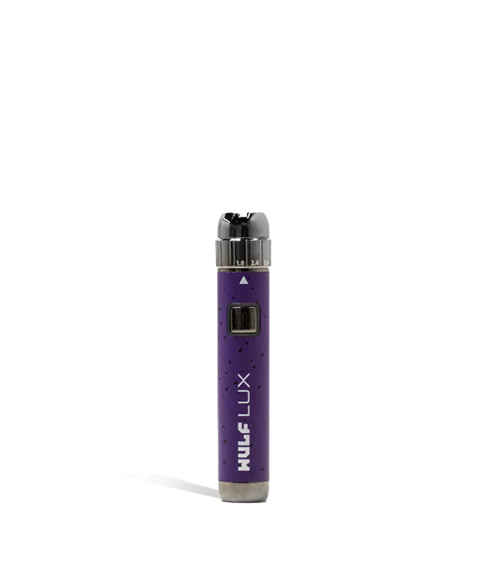 Wulf Mods LUX cartridge vaporizer pen in purple with black spatter finish