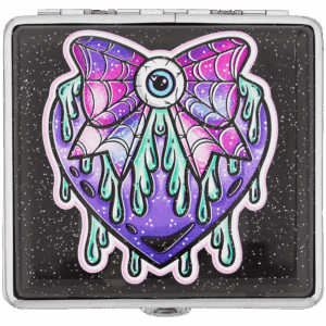 Black Sparkle Eye Love You to Death stash case, Cannabitches x Tarryn Ann glitter heart