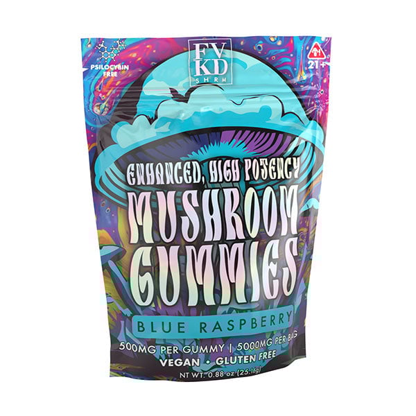 fvkd Mushroom Gummies 5000mg - 10 count - Blue Raspberry Flavor