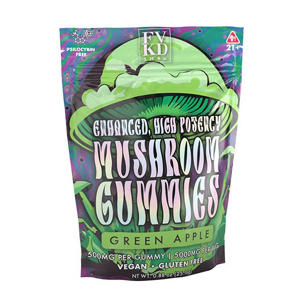 fvkd Mushroom Gummies 5000mg - 10 count - Green Apple Flavor