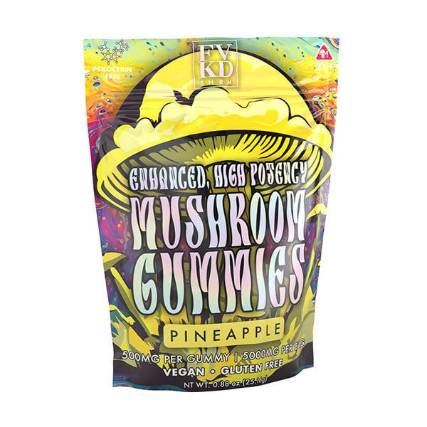 fvkd Mushroom Gummies 5000mg - 10 count - Pineapple Flavor