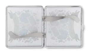 Just Treats Please Halloween stash case by Tarryn Ann, angled view of the spooky art