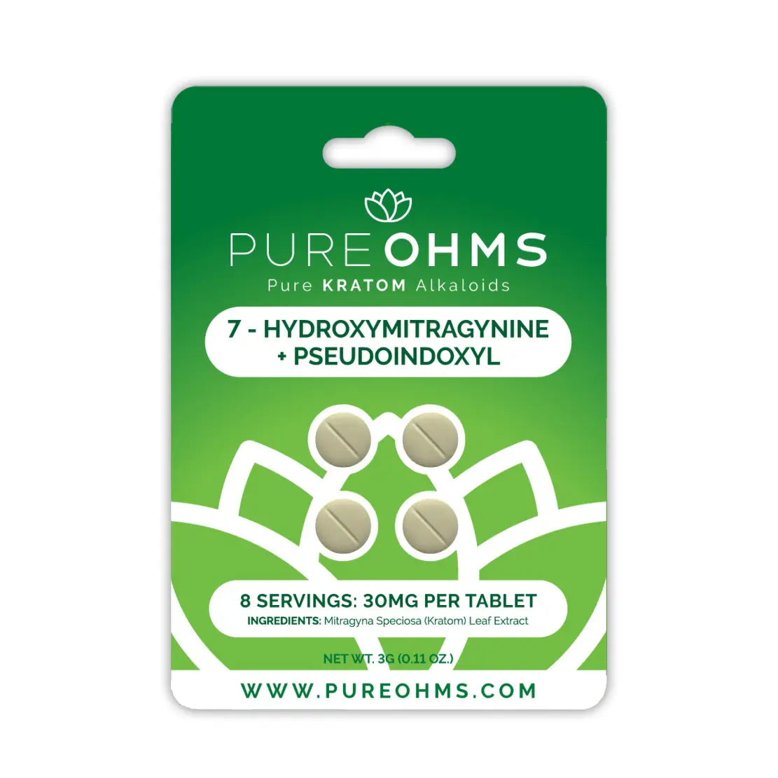 Pure Ohms 7-OH and Pseudo Extract Chewable Tablets, 30mg, 4-count