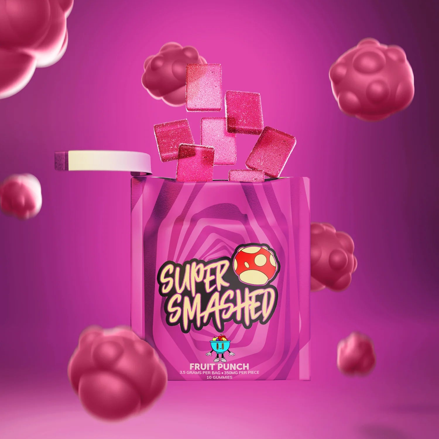 Super Smashed Mushroom Gummies Fruit Punch Flavor