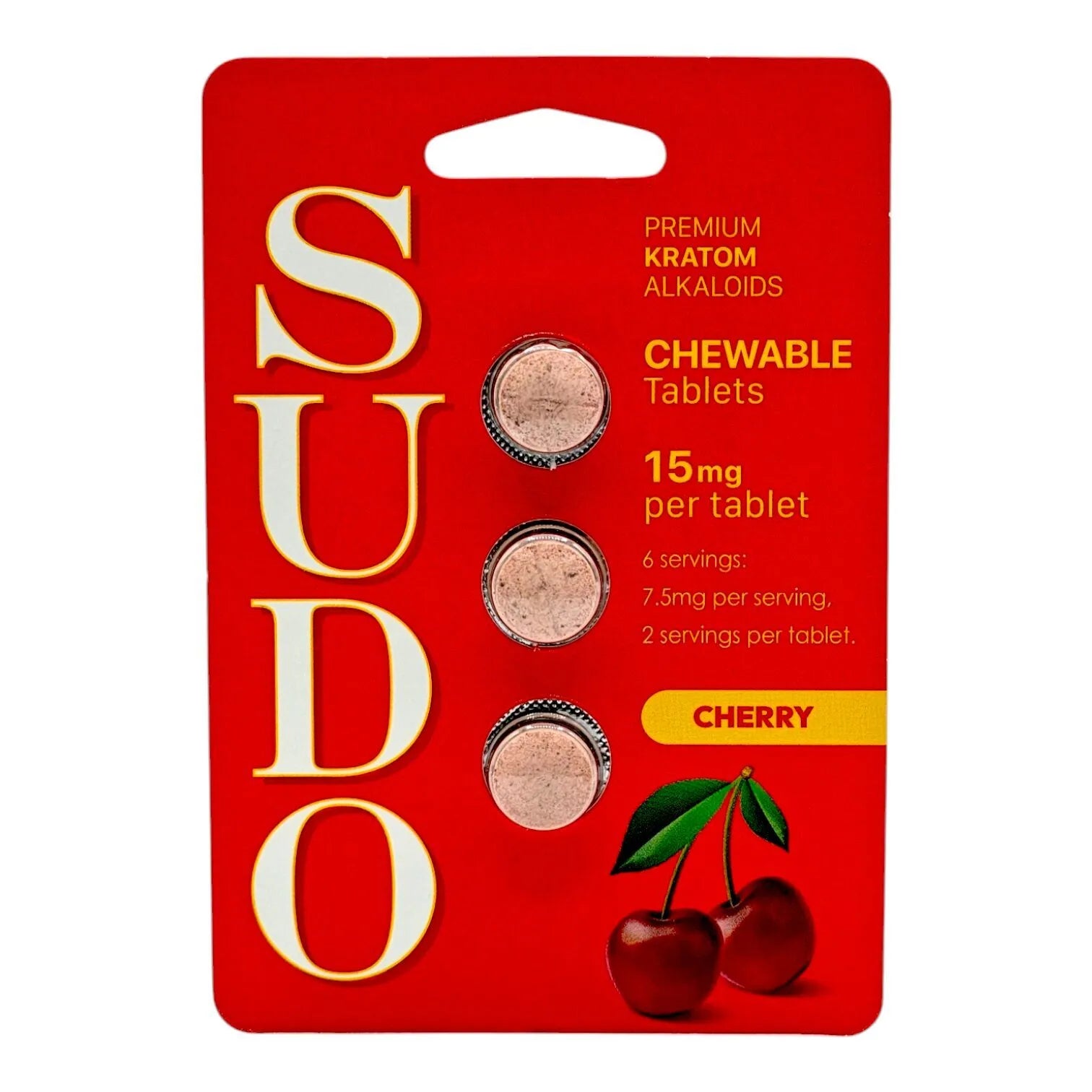 SUDO Premium Chewable Kratom Alkaloid Tablets - Cherry Flavor