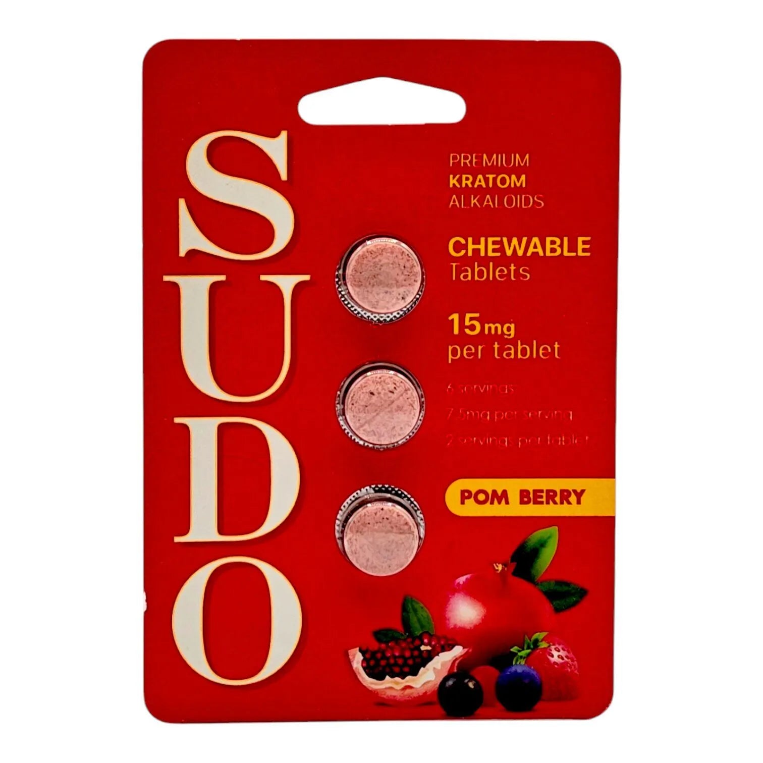 SUDO Premium Chewable Kratom Alkaloid Tablets - Pom Berry Flavor
