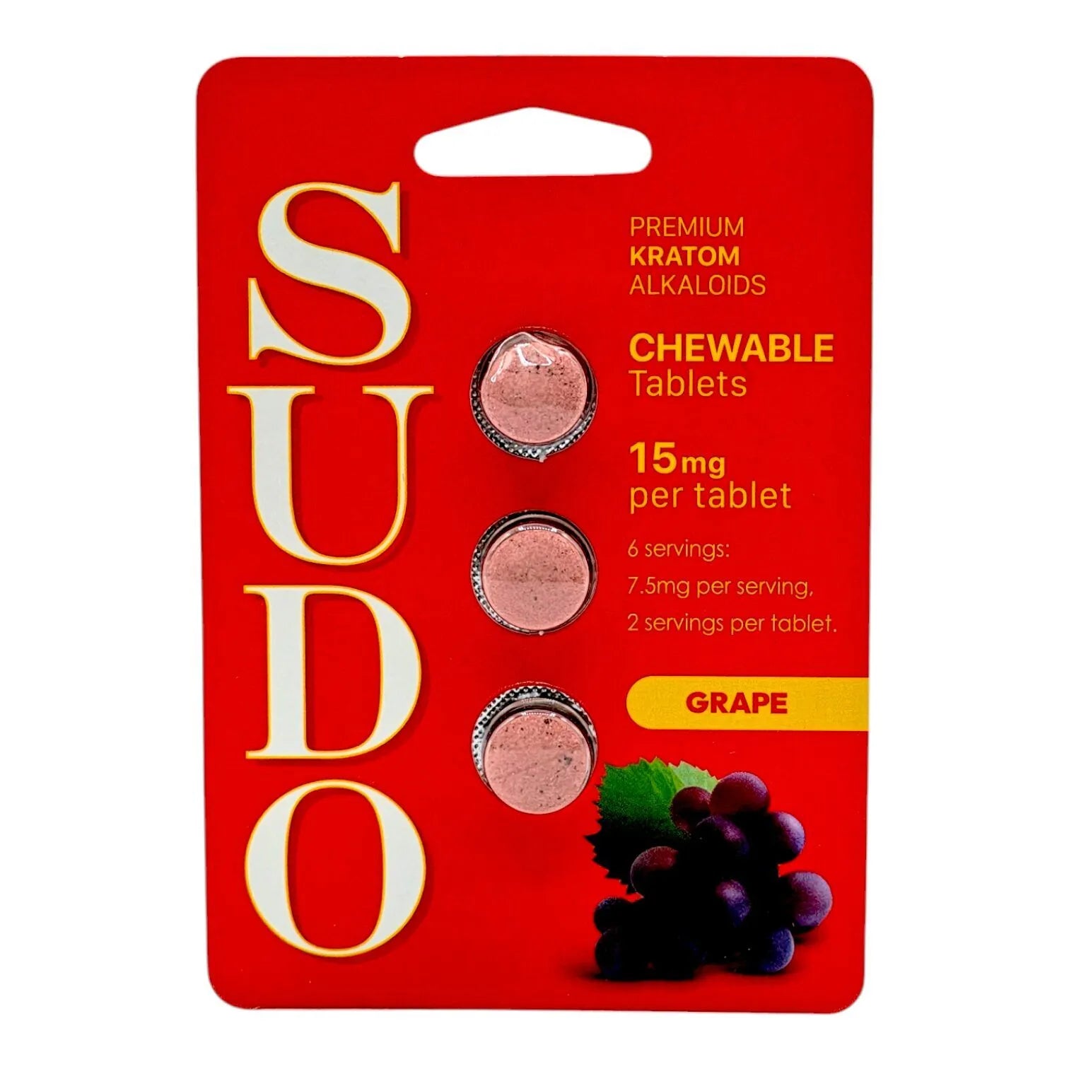 SUDO Premium Chewable Kratom Alkaloid Tablets - Grape Flavor